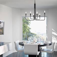 Plus, installing a chandelier is an easy, affordable way to bring a feeling of class and sophistication to your dining room. Lnc Echo 6 Light Black Modern Contemporary Chandelier Lowes Com In 2021 Dining Room Light Fixtures Black Dining Room Dining Room Chandelier