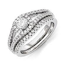 Womens Cz 2pc Wedding Ring Set In Sterling Silver Boscov S