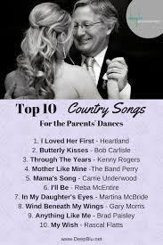 Top 10 Country Songs For The Parents Dances Wedding Ceremony Songs Country Wedding Songs Wedding Songs