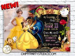 The gold glitter band with words, be our guest hints at the fact that you're throwing a batb themed wedding. Beauty And The Beast Birthday Invitation Oh My Party Studio