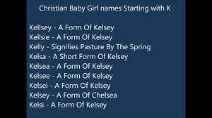 Christian Baby Girl Names K Youtube