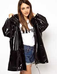Shiny Black Pvc Rainjacket Stylish Raincoats Latest Fashion Clothes Rain Fashion