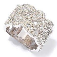 Effy 14k White Gold 1 80ctw Diamond Wide Band Ring Shophq Com Wide Band Rings Online Jewelry Wedding Bands