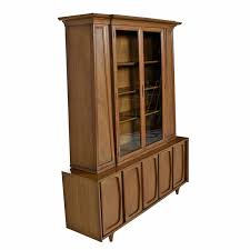 Cabinets furniture credenzas, sideboards, and buffets dining furniture sets. Vintage American Of Martinsville Masonic Deco Modern Walnut China Hutch Cabinet At 1stdibs
