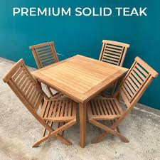 Teak wood is the best choice for outdoor sets near a swimming pool or furniture for patio design ideas. Outdoor Furniture Solid Teak Wood Square Garden Table Set