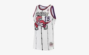 This time, though, the raptors will not be sporting the white jerseys with huskies on the front in blue. Toronto Raptors Vince Carter White Swingman Jersey Raptors Throwback Jersey 421x480 Png Download Pngkit