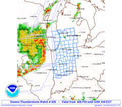 The expiration time in the watch graphic is amended if the watch is replaced, cancelled or extended. Storm Prediction Center Severe Thunderstorm Watch 429