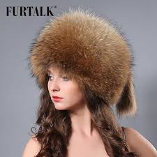 Click To Buy Fur Talk Fashion Winter Russian Animal Fur Hat White Real Fox Raccoon Fur Hats For Women Affiliate Hats For Women Fur Hat Animal Fur