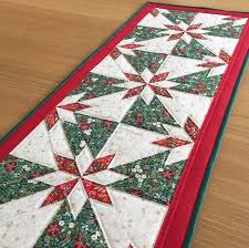 Quilted Christmas Table Runner Holly Table Runner Red And Etsy Hunters Star Quilt Christmas Table Runner Holly Table Runner