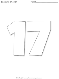 Match the numbers coloring page. Giant Number 17 Coloring Page Made By Teachers