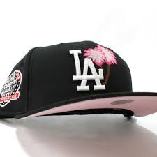 Palm Tree Losangelesdodgers 60th Anniversary 59fifty Fitted Neweracap In Black Pinkuv Ecapcity Fitted Hats Custom Fitted Hats Cute Hats