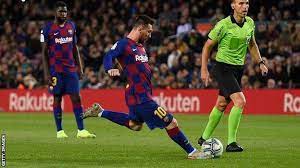 Neto, j.alba, c.lenglet, g.pique, s.roberto, f.de jong, s.busquets, a.fati, l.messi. Barcelona 4 1 Celta Vigo Lionel Messi Hits Hat Trick As Champions Reclaim Top Spot Bbc Sport