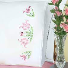 Minimal abstract mountain cross stitch pattern it's a perfect for beginners. Lace Edge Pillowcases Jack Dempsey Needle Art
