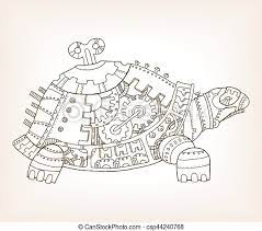 See more ideas about steampunk animals, mechanical animals, steampunk art. Ancient Draft Of Mechanical Turtle Vector Illustration Mechanical Animal Canstock