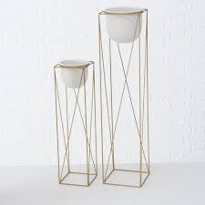 Zpirates gold plant stands for indoor plants, planter tray included, adjustable, fits 8.5 9 10 11 to 12 inches pots and vases, home decor bamboo, (potted plant not included). 2x Plant Stands With Pots In Gold White Kumbo