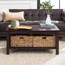 Stay updated about coffee table with storage baskets. Rustic Wood Rectangle Coffee Accent Table Storage Baskets Living Room 40 Inch Sale Coffee Tables Shop Buymorecoffee Com