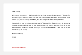 The process is quick and easy and your dinner party invitation letter in word will start downloading straight away! Thanksgiving Invitation Letters For Various People Word Excel Templates