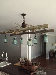 Mason Jar And Ladder Island Light By Karon Crowley Rustic Bathroom Light Fixtures Rustic Bathroom Lighting Rustic Kitchen Lighting