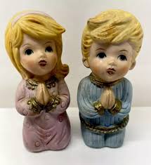 VINTAGE WOLIN ANGELS Ceramic Praying Girl and Boy Pair Kneeling Japan  $14.99