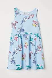 Sleeveless Jersey Dress Light Blue Birds Kids H M Us Cotton Dress Summer Girl Outfits Kids Dress