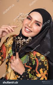 Close Model Model Wearing Modern Batik Stock Photo 1852723921