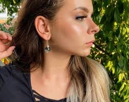 Real Dandelion Seeds Earrings,dandelion Resin Earrings,dandelion Sphere  Earrings, Silver Hooks, Blue Balls Earrings,dandelion Jewelry