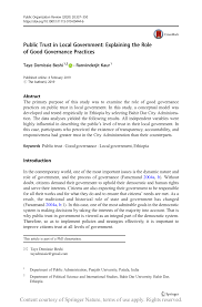 A state ministry, the ministry of local government and housing. Pdf Public Trust In Local Government Explaining The Role Of Good Governance Practices