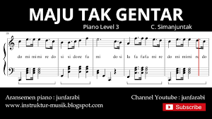 Lagu ini juga menggambarkan keberanian rakyat dengan perlengkapan yang seadanya melawan belanda yang bersenjatakan lengkap dan modern tapi dengan jiwa semangat lagu ini mampu membangkitkan pejuang digaris depan. Maju Tak Gentar Not Balok Piano Level 3 Lagu Wajib Nasional By Junfarabi