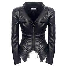 Women Spring Faux Leather Pu Jacket Coat Black Fashion Motorcycle Goth Jacket 2020 New Outerwear Pun Leather Jackets Women Womens Spring Coat Leather Jacket