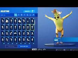 جميع رقصات فورت نايت على سكن الموز youtube