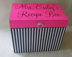 Large Recipe Box For 5x7 Dividers And Cards Storage Box Hot Pink Black Stripe Personalized Gift Large Recipe Box Personalized Gifts Recipe Box