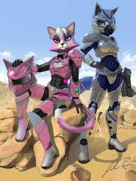 Kat And Krystal In Armor Star Fox Anime Furry Anthro Furry