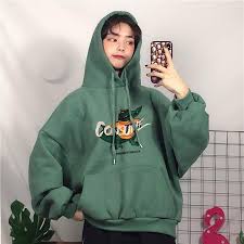 Dinosaur Letters Print Beige Green Oversized Hooded Sweatshirt Korean Outfits Aesthetic Clothes Fashion