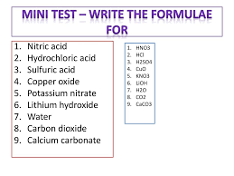The molecular equation for the reaction of nitric acid with lithium hydroxide is a. Mini Test Write The Formulae For Ppt Download