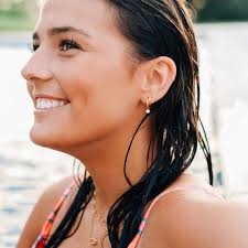 Gold Hoop With Cubic Zirconia Huggie Earrings- Waterproof, Sweat Proof