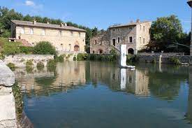 Bagno Vignoni And Its Thermal Waters From Monte Amiata Toscane