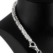 Men S Square Byzantine Silver Chain 5 90mm Width Silver Chain Jewelry Heavy Chain