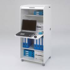 De nos jours, les mobiliers de bureau s'installent ce bureau informatique accueille en plus une petite tablette glissière pour le clavier et la souris. Bureau Informatique En Bois Avec Rideau Et Roulettes Longueur 65 2 Cm Orga Armoire Informatique Bureau Informatique Meuble Bureau