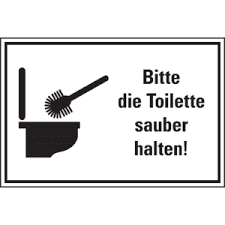 Zu beginn des themas toilette sauber halten sollten sie wissen, dass das material ihrer toilette ebenfalls eine recht große rolle spielen kann. Hinweis Kombischild Toilette Text Symbol Folie 300x200mm Kroschke Com