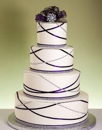 Black And White Wedding Cakes With Bling Garland Bling Wedding Cake Picture It With Magenta And Black Instead Of Purple With Images Bling Wedding Cakes Wedding Cake Pictures