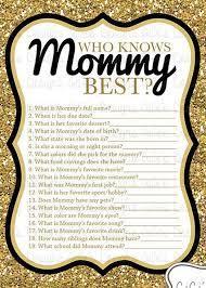 Who Knows Mommy Best Game Baby Shower Fall Angel Baby Shower Disney Baby Shower