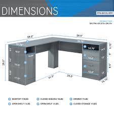 Techni Mobili Functional L Shape Desk With Storage Grey Walmart Com Walmart Com