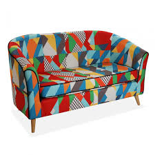 Un buon divano a due posti svolge una doppia funzione: Divano Due Posti In Tessuto Stile Patchwork Con Gambe In Lengo Cm 138x73x84h Collyshop