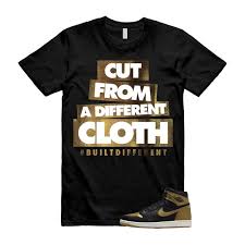 1 Black Metallic Gold Sail Retro High OG T Shirt Match CLOTH