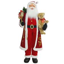 1600 x 1600 jpeg 181 кб. Northlight 5 Life Size Standing Santa Claus Christmas Figure With Teddy Bear And Gift Bag