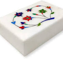 ‫هاشكارت صندوق مزخرف من الرخام - 6 × 4 × 2 انش، صندوق مجوهرات عتيق او صندوق  تذكاري - صناديق حلي للنساء، منتجات مصنوعة يدويا من الرخام، هدية رائعة ...‬‎