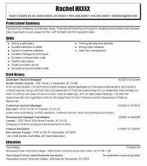 When writing your resume, be sure to reference the job description and highlight any skills, awards and certifications that match with the requirements. Assistant Finance Manager Resume Example Manager Resumes Livecareer
