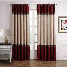 Cortinas Dos Paneles Beige Y Rojo Curtains Living Room Curtains Red Curtains