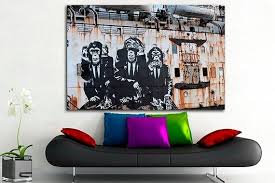 See No Evil Hear No Evil Speak No Evil Canvas 3 Wise Monkeys Wall Art Canvas Speak No Evil Hear No Evil See No Evil Monkeys Art Print Banksy Decor Banksy Canvas Graffiti Art Banksy Mural Monkey Wall Art Canvas Wall