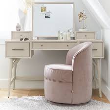 Distressed Velvet Light Pink Everly Vanity Swivel Chair Pottery Barn Teen Girls' pink faux fur vanity chair: distressed velvet light pink everly
